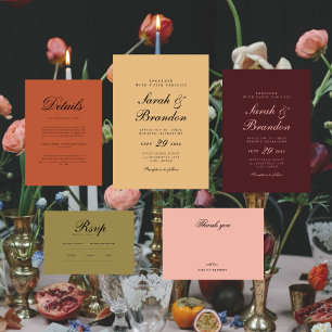 Invitation Mariage de script minimaliste de couleur solide ch