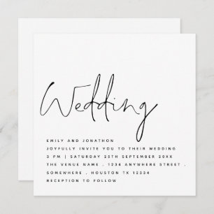 Invitation Mariage de script minimaliste en noir blanc