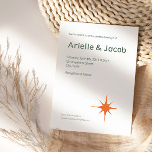 Invitation Mariage de script minimaliste Retro blanc et vert