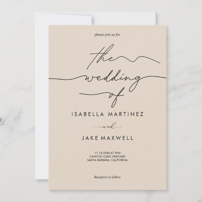 Invitation mariage de script moderne Blush et Black (Devant)