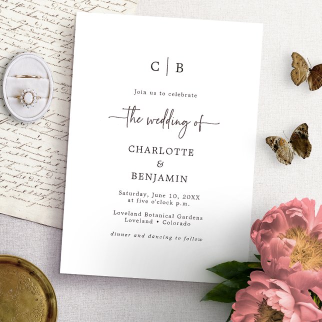 Invitation Mariage de script Monogramme (Créateur téléchargé)