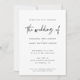 Invitation Mariage de script noir blanc minimal manuscrit