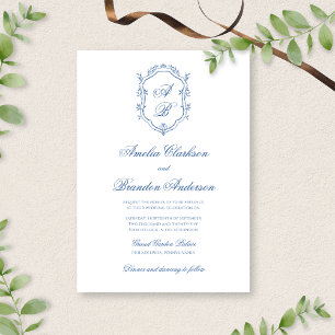 Invitation Mariage de script officiel de la crête de monogram