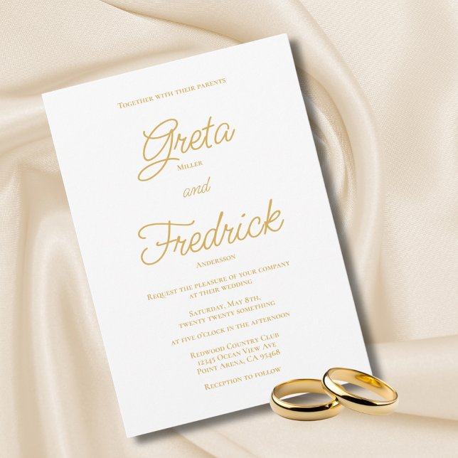 Invitation Mariage de script or d'élégance simple intemporell (Créateur téléchargé)