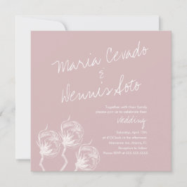 Invitation Mariage de script Plante en coton botanique I