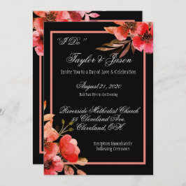 Invitation Mariage de script romantique noir et orange