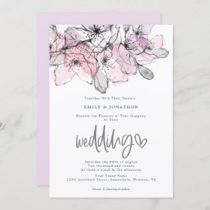 Invitation Mariage de script rose Lilac