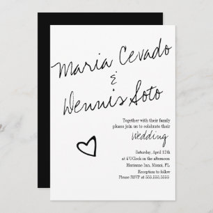 Invitation Mariage de script simple Floating Heart Letting
