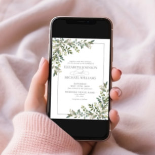 Invitation Mariage de script vert Eucalyptus Botanical Sage