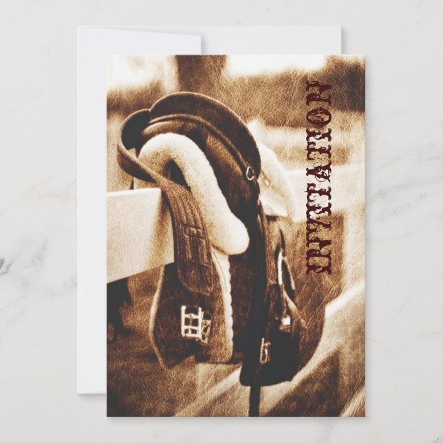 Invitation mariage de selle de cheval de cow-boy rustique de  (Devant)