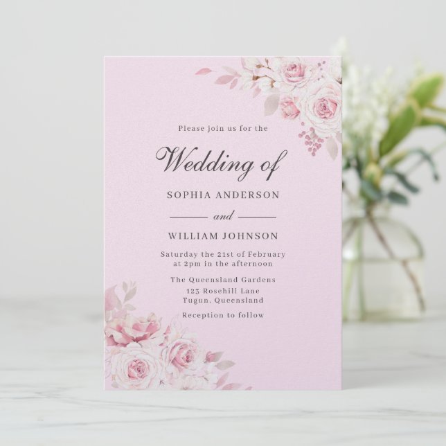 Invitation Mariage de Shimmer couleur perle brillant (Debout devant)