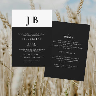 Invitation Mariage de simplicité noir et blanc