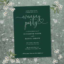 Invitation Mariage de soirée de fête de script de coeur vert
