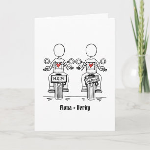 Invitation Mariage de soirée moto personnalisé pour deux mari