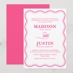 Invitation Mariage de Squiggle rose ondulé