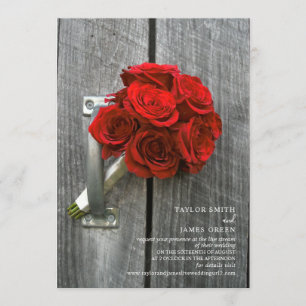 Invitation Mariage de streaming virtuel Rustic Red Rose Bouqu