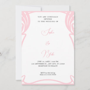 Invitation Mariage de style Art déco rose et blanc