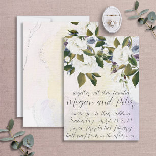 Invitation Mariage de style calligraphique en Beaux-Arts blan