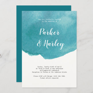 Invitation Mariage de style de script de couleur bleue