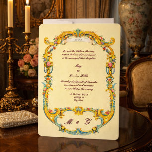 Invitation Mariage de style floral Rococo de l'ère victorienn