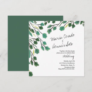 Invitation Mariage de style manuscrit à feuille d'eucalyptus