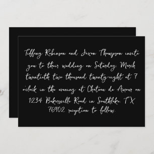 Invitation Mariage de style manuscrit noir et blanc