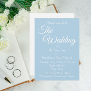 Invitation Mariage de style simple bleu clair