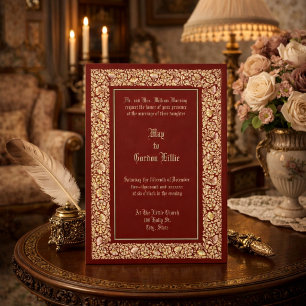 Invitation Mariage de style victorien antique 1882 avec fleur