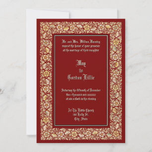 Invitation Mariage de style victorien antique 1882 avec fleur