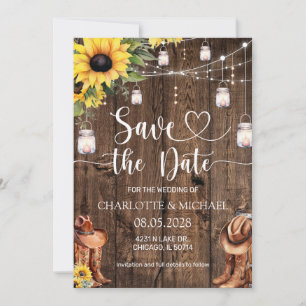 Invitation Mariage de style Western rustique, Save the Date