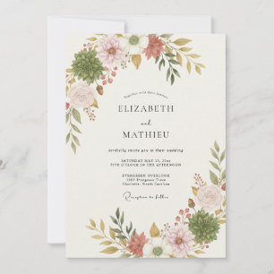 Invitation Mariage de Succulentes Bio Rose Poussiéreuse
