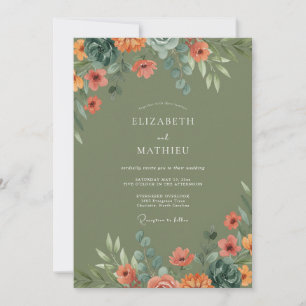 Invitation Mariage de Succulentes Bio Vert Sauge