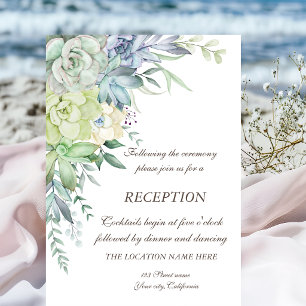 Invitation Mariage de succulentes de désert à l'aquarelle et 