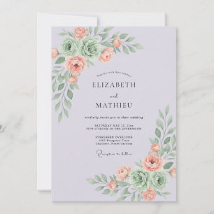 Invitation Mariage de succulentes fantaisistes lavande