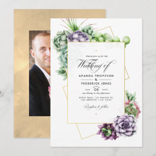 Invitation Mariage de succulents géométriques Photo
