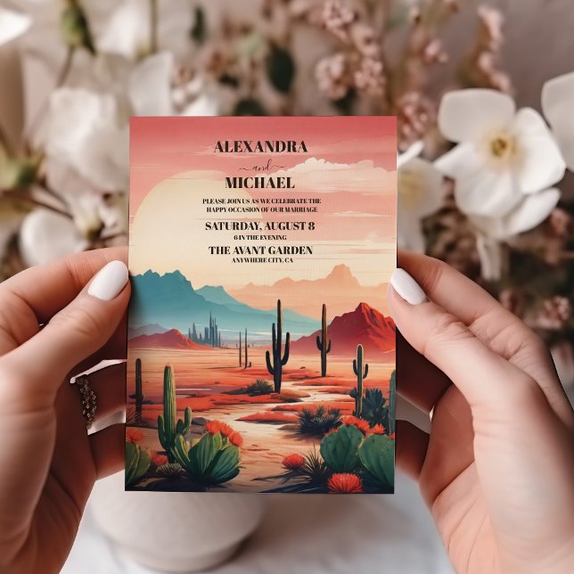 Invitation Mariage de Sunset Boho Desert Cactus (Créateur téléchargé)