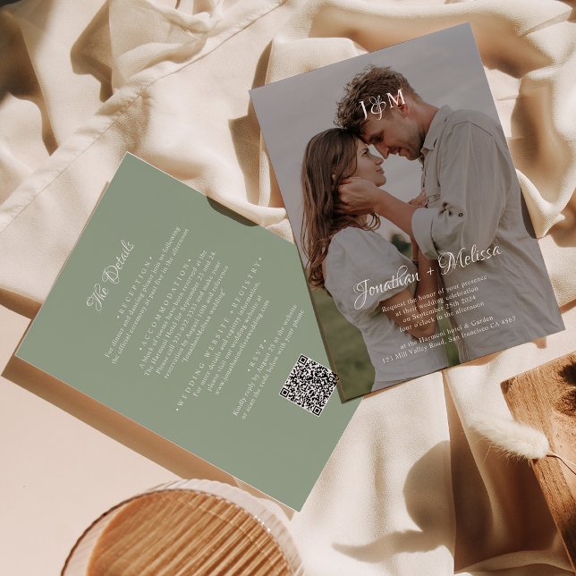 Invitation Mariage de superposition de monogramme de budget v (Créateur téléchargé)