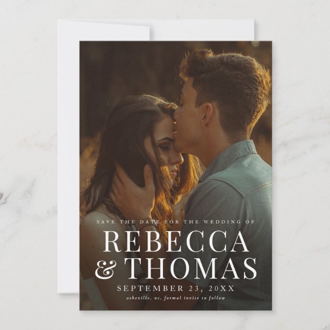 Invitation Mariage de superposition photo moderne Enregistrer (Devant)