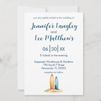 Invitation Mariage de surf aquarelle