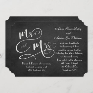 Invitation mariage de tableau noir