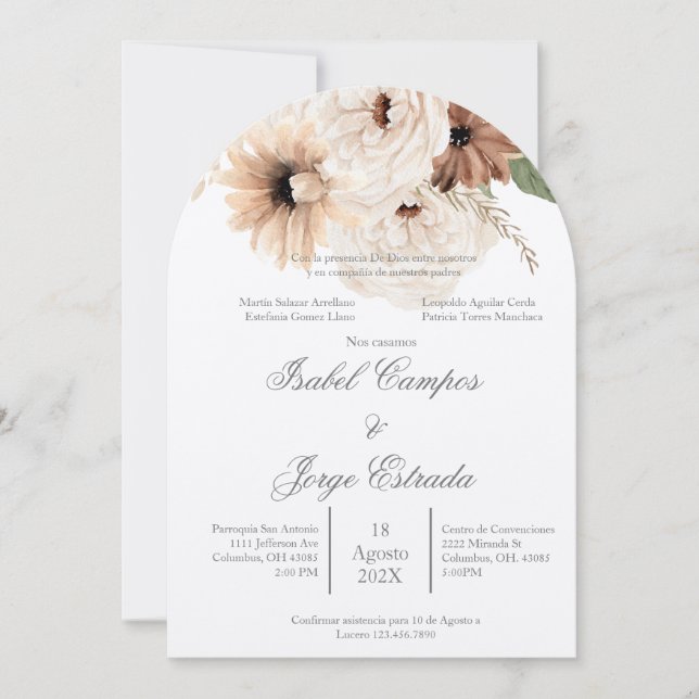 Invitation Mariage de terracota Boho (Devant)