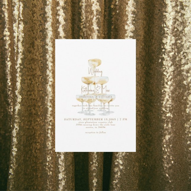 Invitation Mariage de texte Gold Tour Champagne II (Créateur téléchargé)