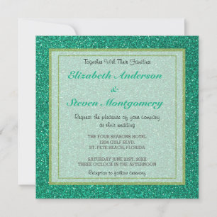 Invitation Mariage de texture Parties scintillant verte pétil