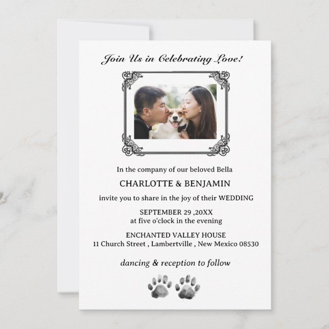 Invitation Mariage de thème Photo Dog personnalisé (Devant)