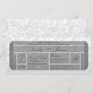 Invitation Mariage de ticket VIP Parties scintillant argent b