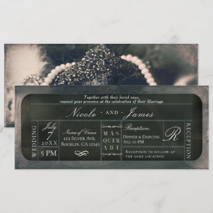 Invitation Mariage de ticket VIP Parties scintillant argent b