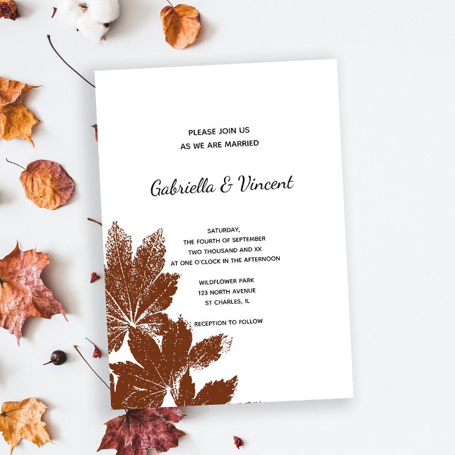 Invitation Mariage de timbre feuille Brown (Fall in Love with this natural woodland wedding invitation.)