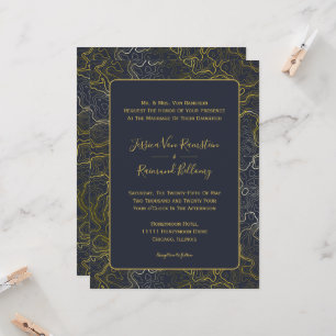 Invitation Mariage de topographie or