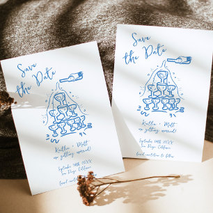 Invitation Mariage de tour Champagne tiré à la main