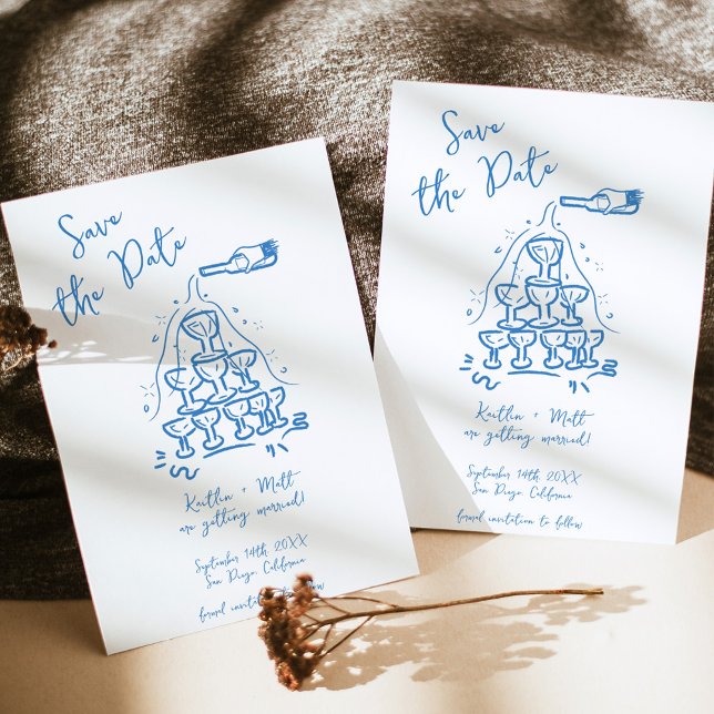 Invitation Mariage de tour Champagne tiré à la main (Créateur téléchargé)